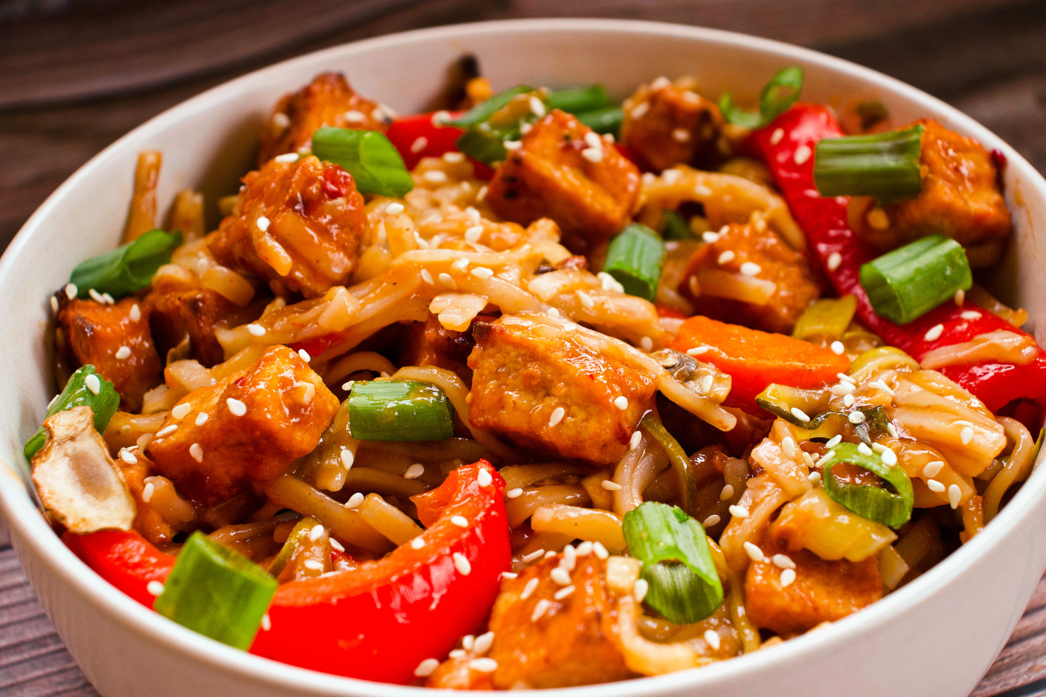 Saucy & Spicy Thai Tofu Drunken Noodles - The Balanced Blend