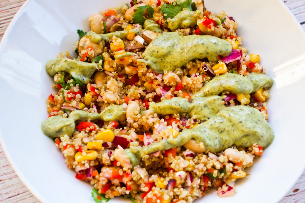 Avocado Pesto Quinoa Salad Bowl Vegan Gluten Free