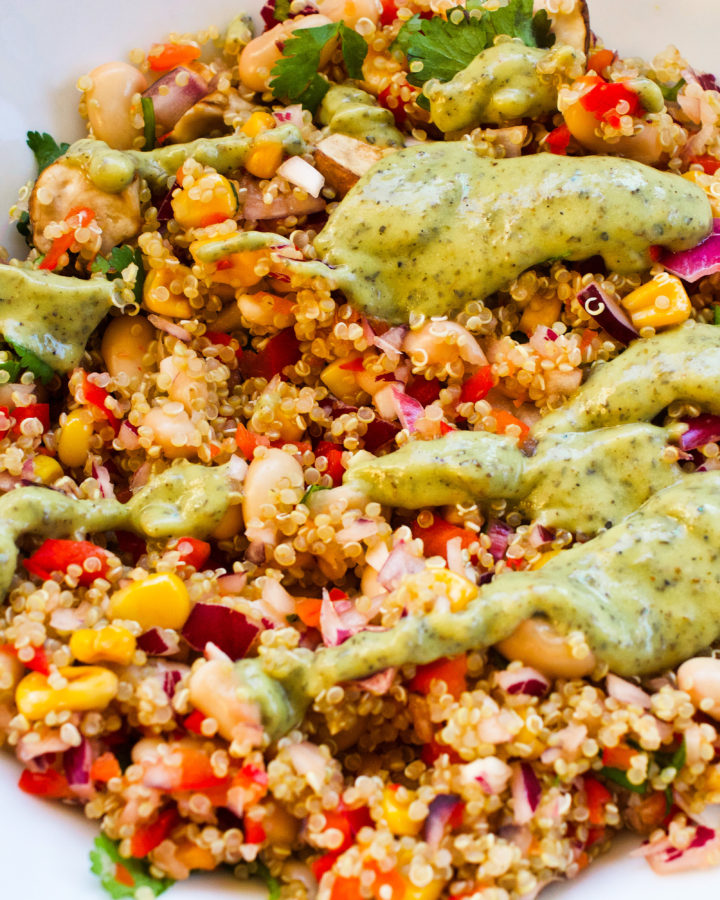 Avocado Pesto Quinoa Salad Bowl Vegan Gluten Free