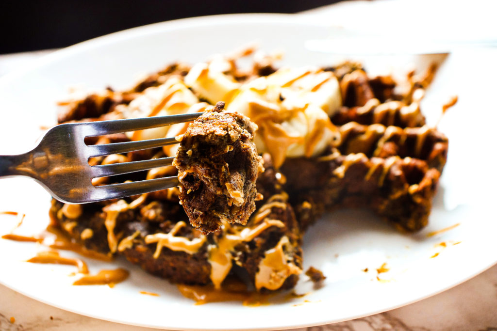chocolate peanut butter oat waffles