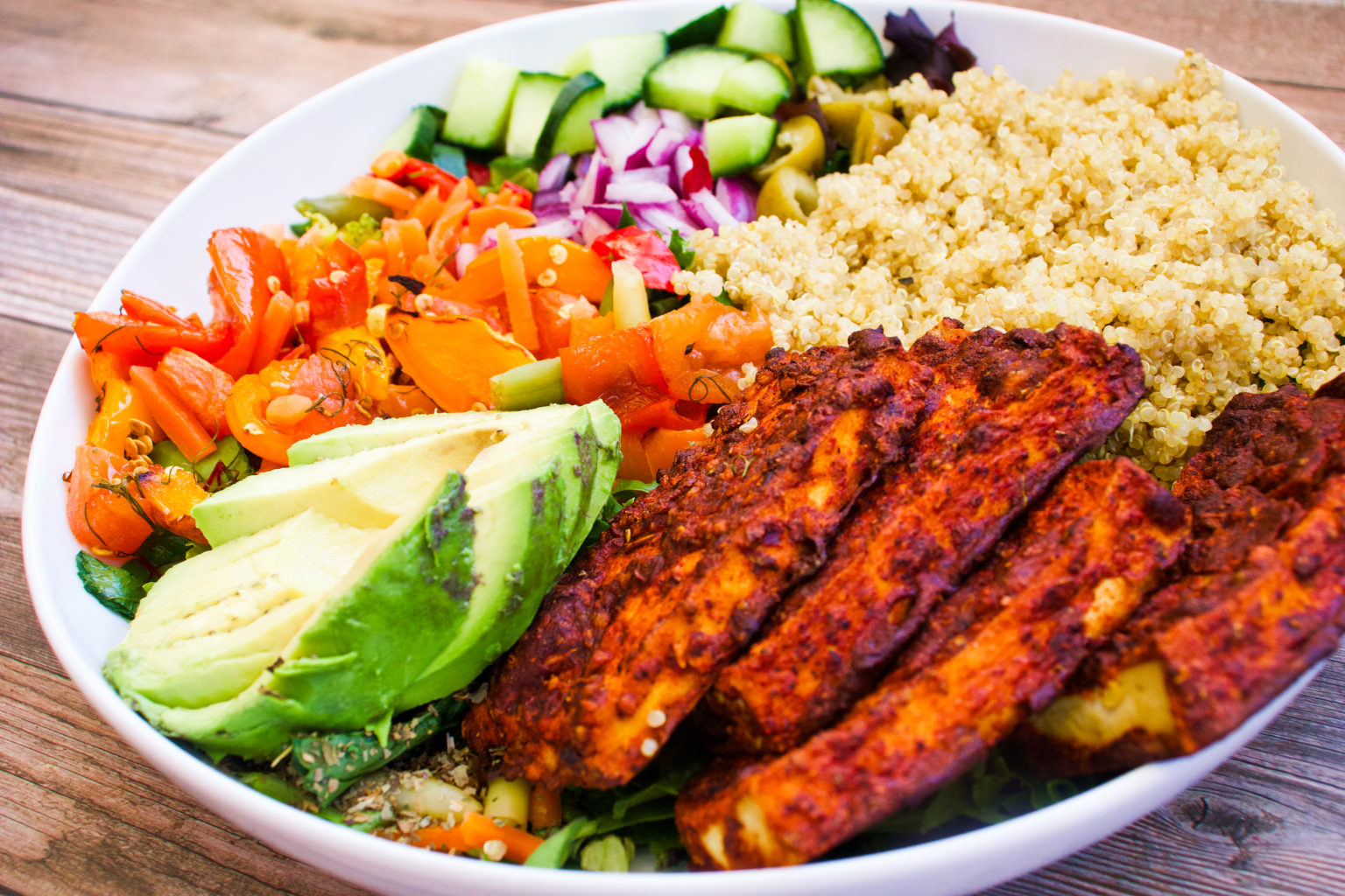 Spicy Red Pepper Lemon Garlic Tofu Salad - The Balanced Blend